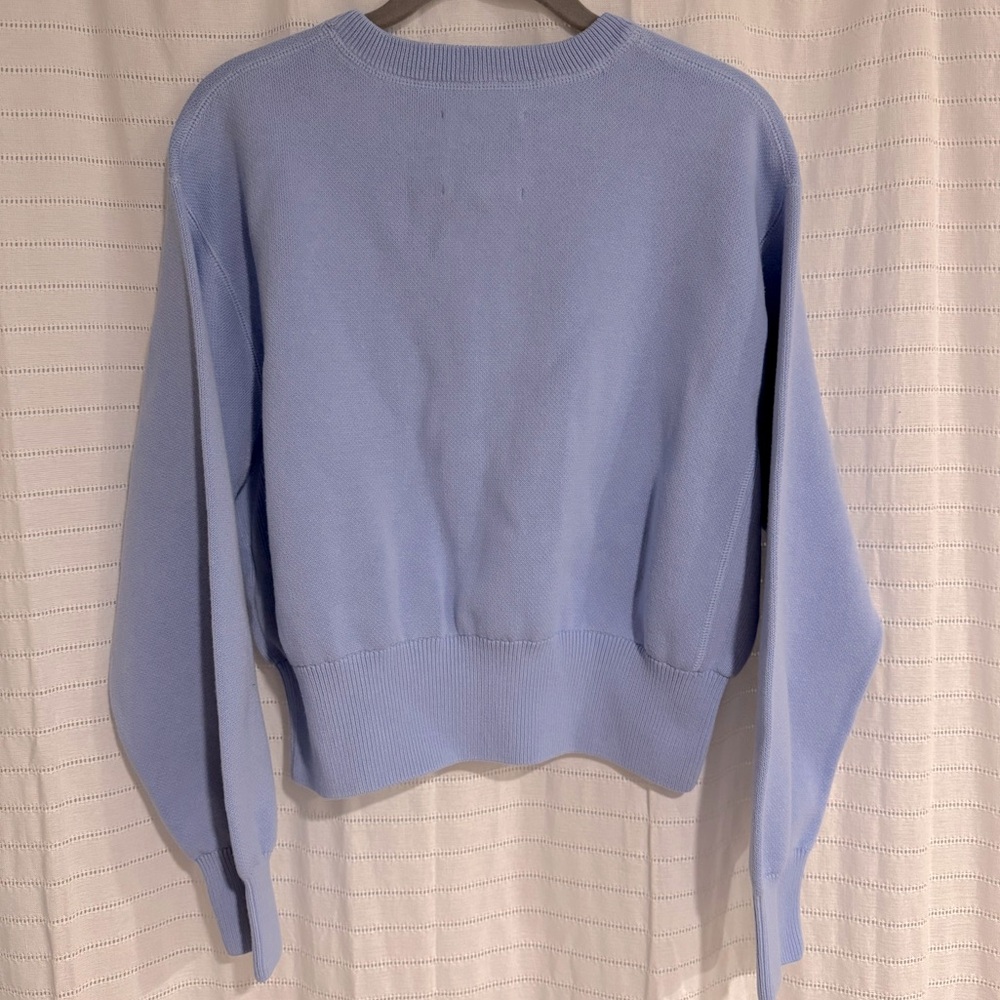 Aerie Soft Blue Cropped Crew Neck Sweater Size Medium - Picture 5 of 5